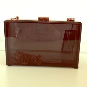 Rose Gold Clear Clutch with Chain
